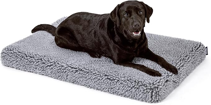 Stoutwool 4" Indestructible Dog Bed - Orthopedic Chew Proof Dog Crate Pad - Fluffy Kennel Mat for Aggressive Chewers - Ideal for Large Breeds & Fits 42-Inch Crate - 41"x27", Charcoal-Mewly Pet