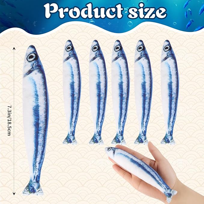 Catnip Saury Fish Toys,6pcs Cat Teething Chew Plush Toys for Pet Cat Lovers Relieve Stress Gifts Teething Chew Indoor Outdoor-Mewly Pet