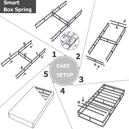 Twin Box Spring 9 Inch High Profile Strong Metal Frame Mattress Foundation, Quiet Noise-Free,Easy Assembly, 3000lbs Max Weight Capacity