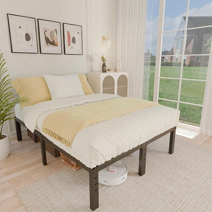 ALDRICH 14 Inch Metal Bed Frame Queen Size - Double Black Basic Steel Slats Platform, Easy Assembly Heavy Duty Noise Free Bedframes, No Box Spring Needed