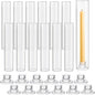 12 Set Glass Hurricane Candle Holders 11.8" Open Ended Glass Candleholder Tube Shape Bottomless and 1.26" Taper Clear Candlestick Holders for Wedding Party Table Centerpiece