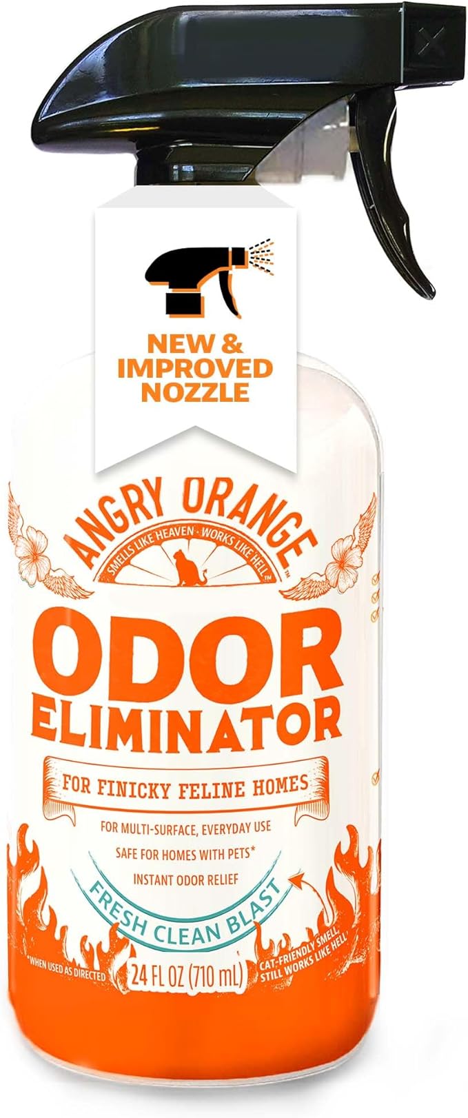 ANGRY ORANGE Pet Odor Eliminator for Cat Urine, Carpet Stains, and Strong Smells – Fresh Scent Odor Remover- 24 oz-Mewly Pet