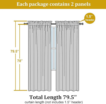 OWENIE Sheer Chocolate Curtains, Sheer Curtains 78 inch Length 2 Panels Set, Rod Pocket Voile Fimly Sheer Drapes for Living Room/Bedroom, 2pcs, Each 42" W x 78" L