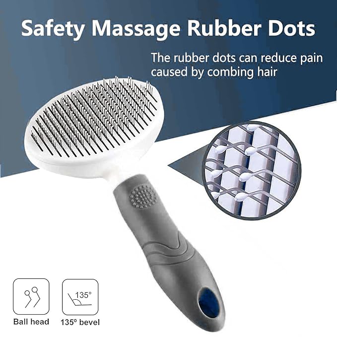 Cat Self Cleaning Slicker Brush, Pets Skin Friendly Grooming Brushes for Shedding Dogs Cats Hair Easy to Remove Loose Undercoat with Long or Short Hairs Pet Massage Tool for All Hair Type- UPGRADED-Mewly Pet