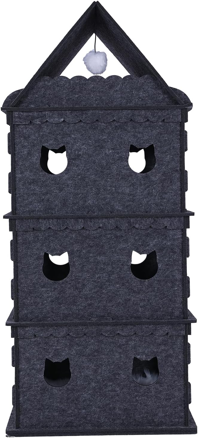 4-Tier Indoor Cat Apartment，Cozy Pet Cat Bed, Hideaway, and Sturdy Cat Castle for Multiple and Large Cats-Mewly Pet