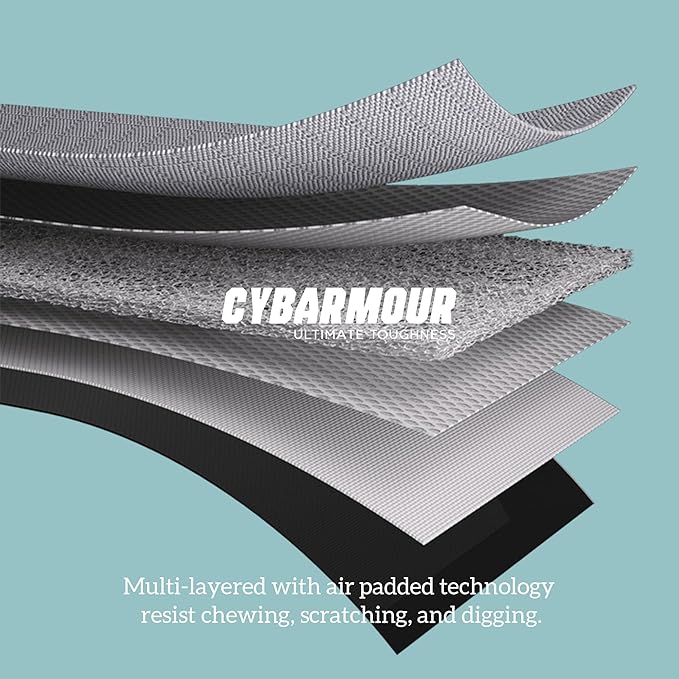 Cybarmour Indestructible Dog Bed - Outdoor Waterproof Chew Proof Dog Crate Pad - Orthopedic Kennel Mat for Aggressive Chewers - Small Breeds & Fits 24-Inch Crate - 23"x16", Limestone-Mewly Pet