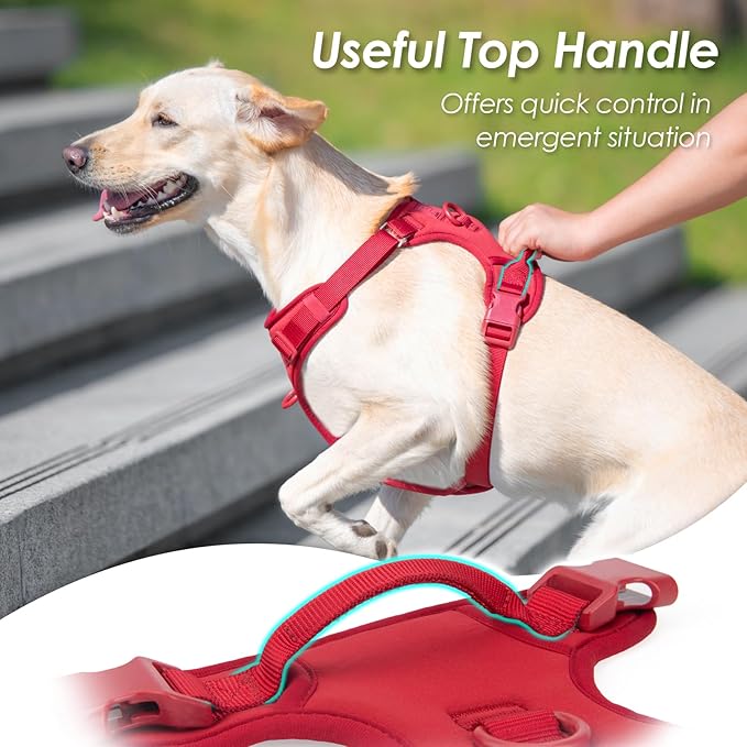 No Pull Dog Harness, Puppy Vest with Front Clip for Small Medium Large Sized Dog(Burgundy Red,XL)-Mewly Pet