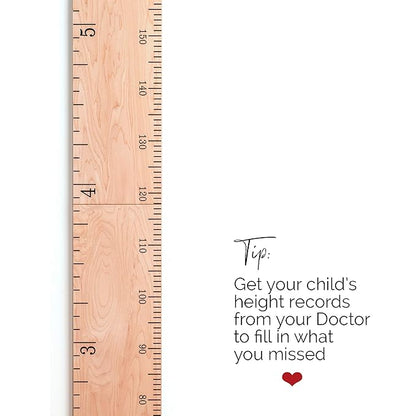 HEADWATERS STUDIO Wooden Growth Chart for Wall - Size Height Chart for Kids, Growth Measuring Board and Kids Height Wall Chart, Growth Chart for Kids, Height Chart for Wall - Natural (63"x6.7")