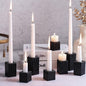 LETINE 12pcs Black Vertical Stripe Glass Candlestick Holders - Chic Taper Candle Sticks Holder Set for Elegant Dining & Home Decor - Ideal Candle Holders for Wall,Living Room,Bedroom, Kitchen Decor