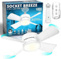 Bell+Howell Socket Breeze Modern Ceiling Fans with LED Lights, 10" LED E26/E27 Screw Base Mini Light Socket Fan with Cord for Bedroom, Living Room, Kitchen, Balcony