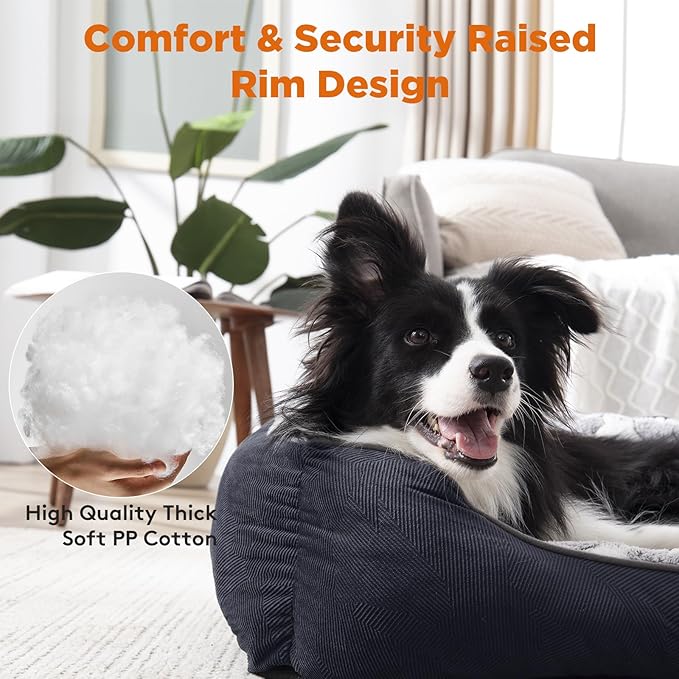GASUR Rectangle Dog Bed for Large Dogs - Orthopedic, Durable and Anti-Slip. Cozy and Soft, Perfect for Sleeping. Warming Effect for Puppies. (M (30"x24"x9"), Black)-Mewly Pet