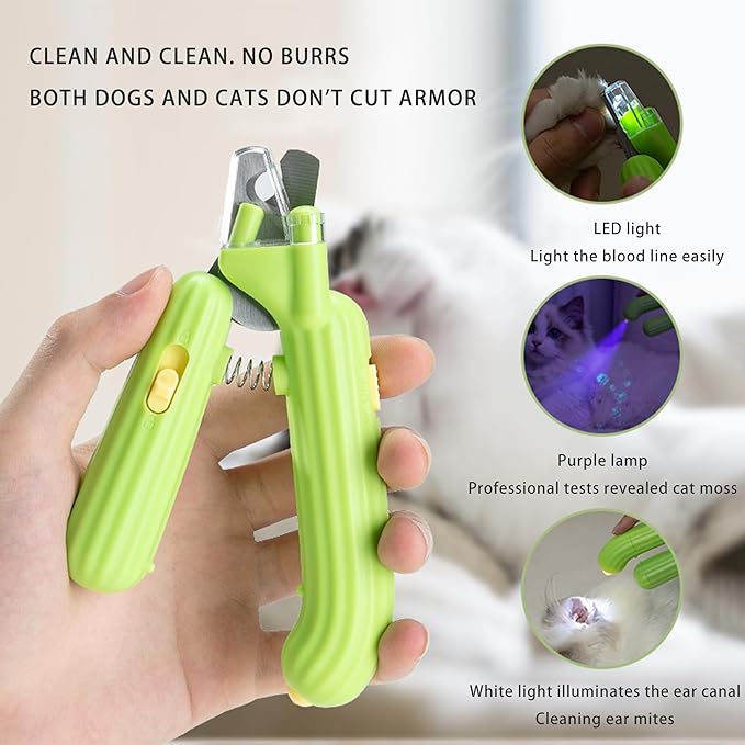 Cactus Shaped Cat Nail Clippers - Durable, Ergonomic Pet Grooming Tool for Cats & Kittens - Safe, Sharp, and Comfortable Claw Trimmer(Green)-Mewly Pet