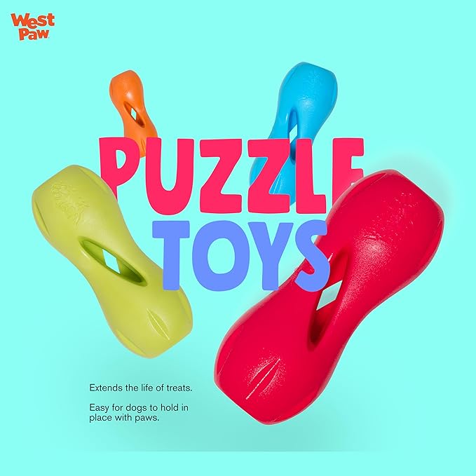 West Paw Zogoflex Qwizl Interactive Treat Dispensing Dog Puzzle Treat Toy for Dogs, Granny Smith, Large-Mewly Pet