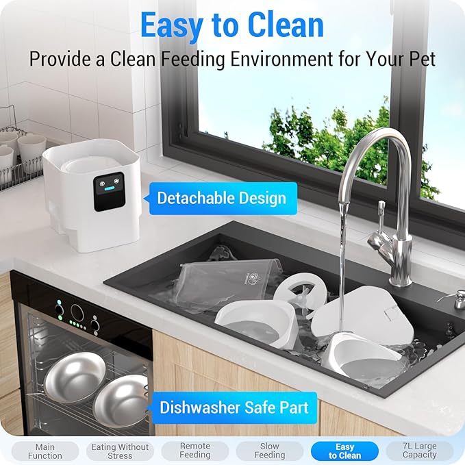 5G WiFi Automatic Cat Feeder with Slow Feed for 2 Cats: Automatic Dog Feeder with 7L Large Food Storage, Cat Food Dispenser with Alexa for Multiple Pets, Detachable for Easy Cleaning -29 Cup-Mewly Pet