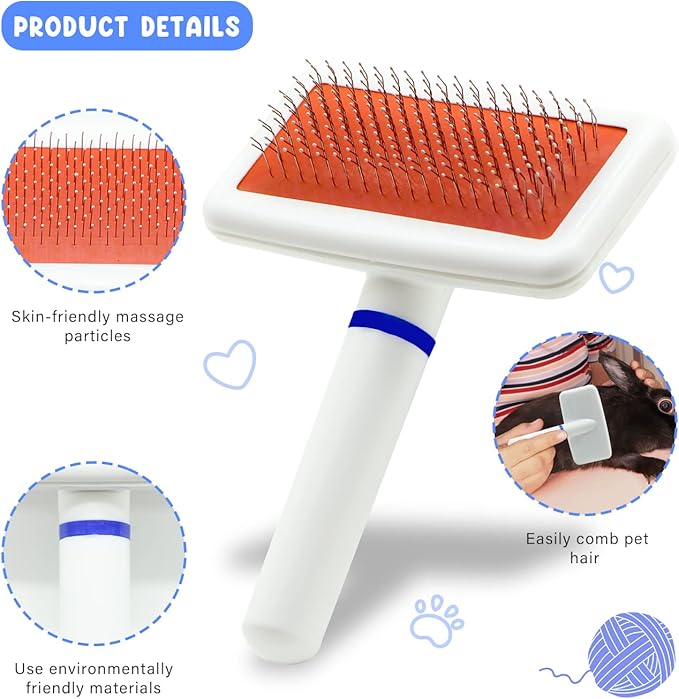 Pet Grooming Kit with Slicker Brush Bath Massage Glove Brush Pet Shedding Comb Nail Clipper Trimmer 6 Piece Set for Rabbit Kitten Guinea Pig Cat Chinchilla Ferret Small Animals-Mewly Pet