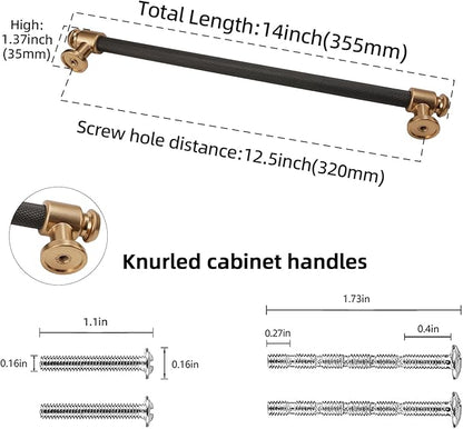 6 Pack Matte Black & Champagne Bronze 12.5 inch Pull Handles for Cabinets & Drawers