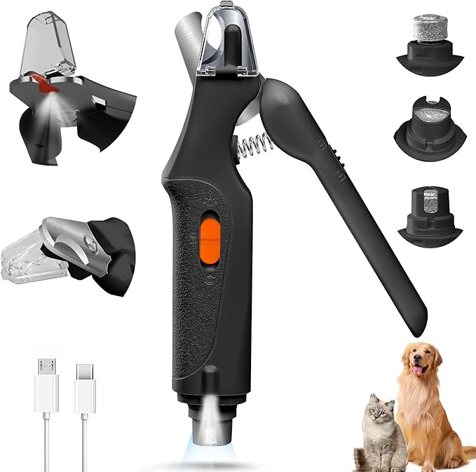 2 in 1 Dog Nail Clippers and Grinder with Lights & Cat Nail Clipper for Large Medium Small Dogs Cats Nail Trimmers USB Rechargeable with 2 LED Lights Dog Claw Care for Non-Black Nails-Mewly Pet