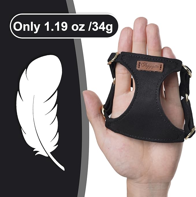 Puppytie No Pull XXS Puppy Harness with Multifunction Dog Leash,Soft Adjustable No Choke Escape Proof Pet Harness Vest,Black,XXS-Mewly Pet