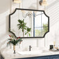 Kelly Miller Scalloped Black Bathroom Mirror for Wall, 24"x36" Black Mirror Decorative Wall Mirror Art Framed Mirror Bevelled for Master Bath Half Bath Living Room Fireplace Mantle Entryway Hallway
