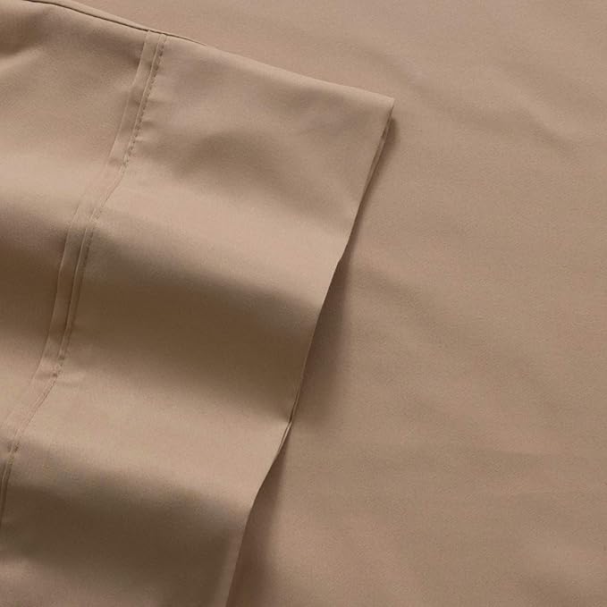 Sweet Home Collection 6 Piece 1500 Supreme Collection Brushed Microfiber Deep Pocket Sheet Set-2 Extra Pillow Cases, Great Value, Split King, Taupe
