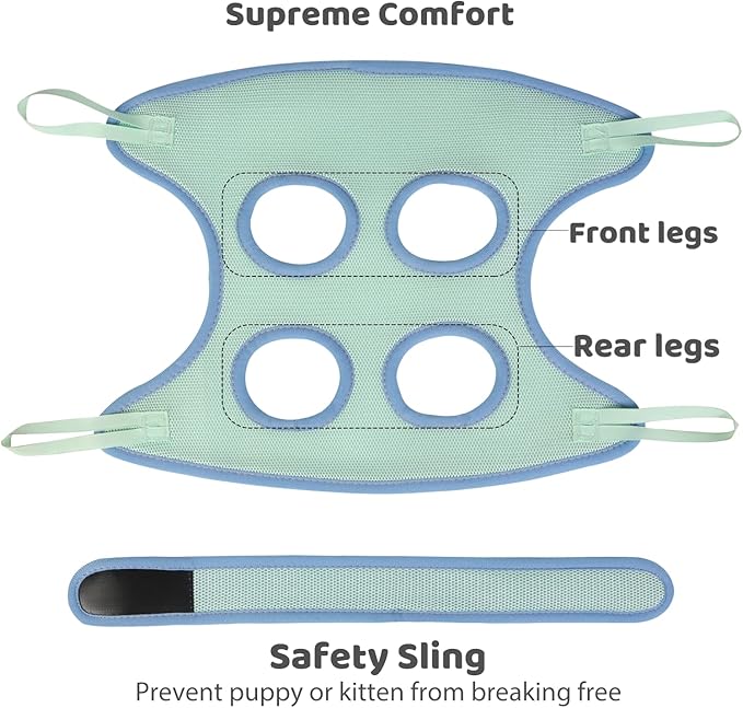 Guzekier Pet Dog Grooming Hammock Harness for Cats & Dogs, Dog Sling for Grooming, Dog Hammock Restraint Bag with Nail Clippers/Trimmer, Nail File, Pet Comb,Ear/Eye Care-Mewly Pet