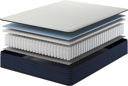 NapQueen King Size, 10 Inch New Victoria Hybrid Cooling Gel Infused Pocket Spring and Memory Foam Mattress, Bed in a Box, CertiPUR-US Certified