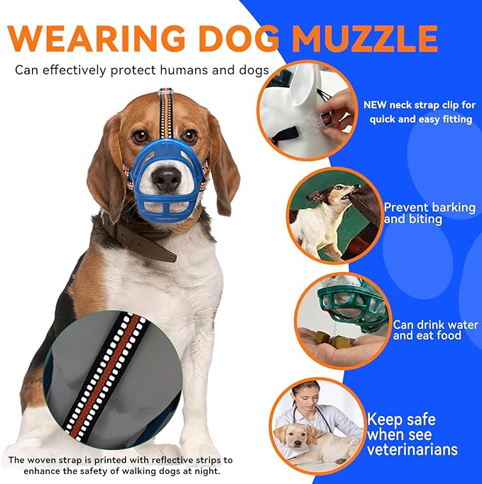 Dog Muzzle, Basket Muzzle for Small Medium Large Dogs, Anti-Biting and Chewing, Lightweight & Sturdy Cage Design, Allows Panting & Drinking, Ideal for Grooming & Training(Blue Size XL)-Mewly Pet