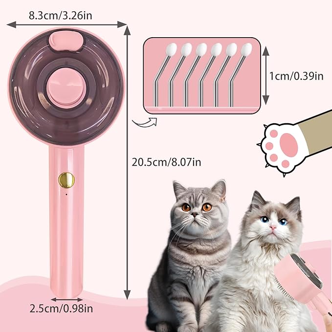 Cat Steam Brush For Shedding, Steamy Dog Grooming Brush With 2-Speed Spray, Blue Light And Release Button, Rechargeable Water Pet Hair Brushes Wet Self Cleaning Spa Comb-Mewly Pet