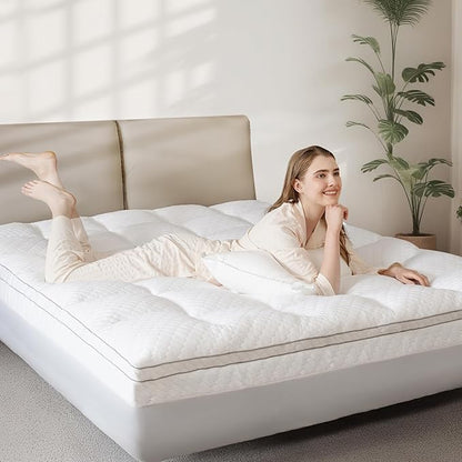 Dual Layer 3 Inch Memory Foam Mattress Topper Twin XL Size, 2 Inch Cooling Gel Memory Foam Plus 1 Inch Pillow Top Mattress Pad Cover, with 8-21 Inch Deep Pocket