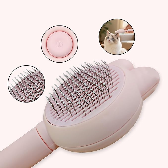 Zoocozy Cat Brush for Shedding, Dog Deshedding Brush, Pet Hair Removal Tool for Puppy Pitten(Pink)-Mewly Pet