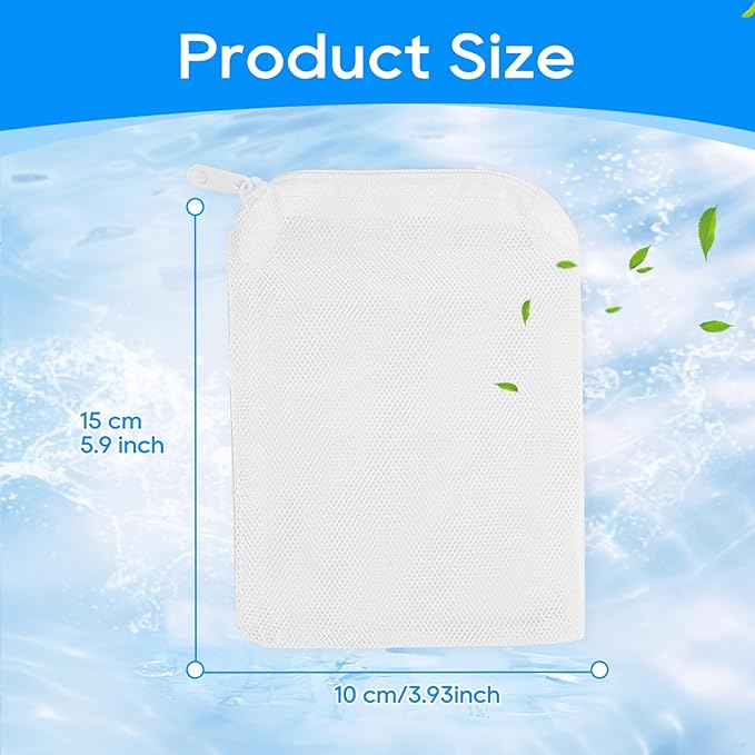 Aquarium Filter Media Bags for Aquarium with Zipper, Fine Mesh Bag Reusable Strong Polyester for Activated Carbon, Bio Filter Balls, Ceramic Rings, Filter Stones, White 10PCS 3.93" x 5.9"-Mewly Pet