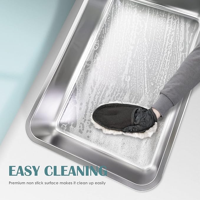 IKITCHEN Stainless Steel Cat Litter Box, Large Metal Litter Box for Cats, Never Absorbs Odors,Stain Free, Rustproof, Non Stick Smooth Surface 23.5" L x 15.5" W x 6" H-Mewly Pet