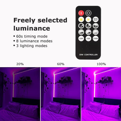 66 Foot Black Light Strips & Remote, Dimmable Flexible Blackights Strip Lights for Glow Party Body Paint Birthday Bedroom Room Fluorescent Tapestry Poster, Non-Waterproof 1200 LEDs 66ft/20M