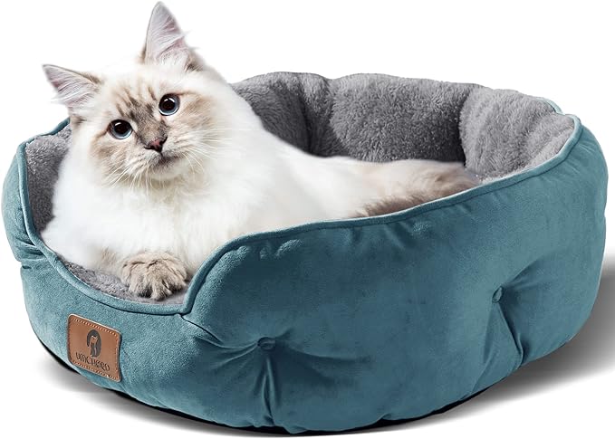 Asvin Medium Dog Bed for Medium Dogs, Cat Beds for Indoor Cats, Pet Bed for Puppy and Kitty, Extra Soft & Machine Washable with Anti-Slip & Water-Resistant Oxford Bottom, Teal, 25 inches-Mewly Pet