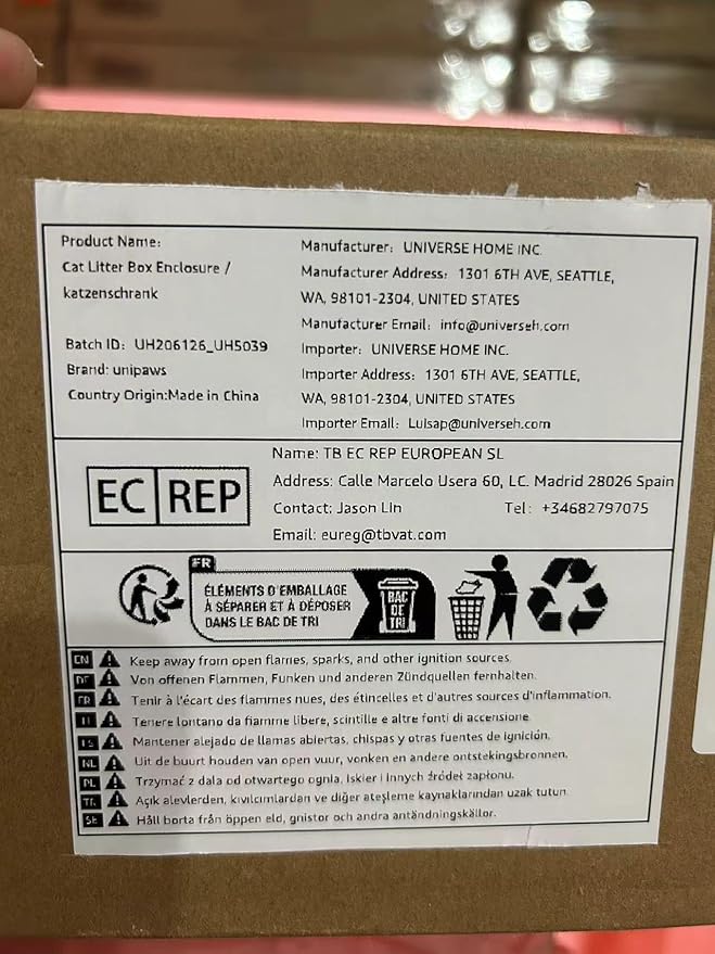 unipaws Cat Litter Box Enclosure Furniture, Cat Washroom, Hidden Litter Box Cover, Cabinet for Large Cat, Dog Proof Cat Litter Boxes, Hideaway Litter Box, Cat House, White-Mewly Pet