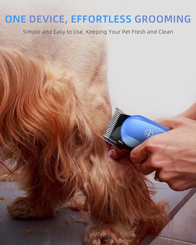 Professional Dog Grooming Clippers Kit, 24V High Power for Thick Coats, Quiet Dog Clippers with 10 Metal Guard Combs & Brush, Ideal Dog Hair Remover for Cats and Pets-Mewly Pet