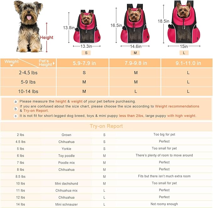WOYYHO Pet Dog Carrier Backpack Small Dog Front Backpack Ventilated Mesh Dog Travel Back Pack with Safety Belt for Travel Hiking Cycling Outdoor Adventures (Size S: 2-4.5 lbs, Rethink Pink)-Mewly Pet