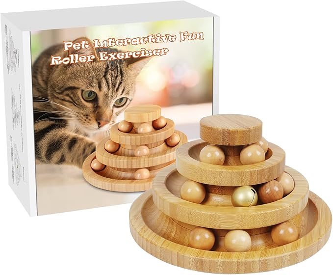 Cat Ball Track - 3-Level Cat Ball Tower with 9 Removable Balls for Interactive Play and Mental, Physical Exercise - Large Size-Mewly Pet