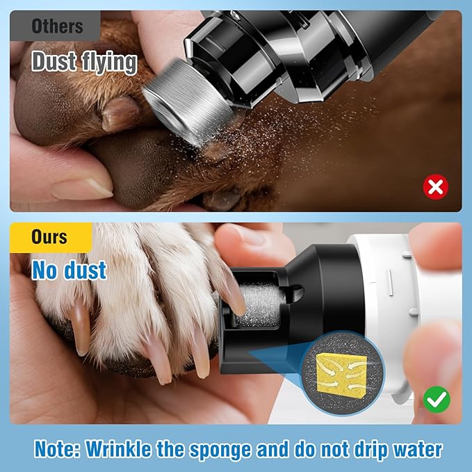 Dog Nail Grinder, 7-Speed Quiet Electric Dog Nail Trimmers, Dog Nail Clippers with Sponge Dust Collection & File for Small Medium Large Dogs, Rechargeable Pet Paw Grooming Supplies Kit-Mewly Pet