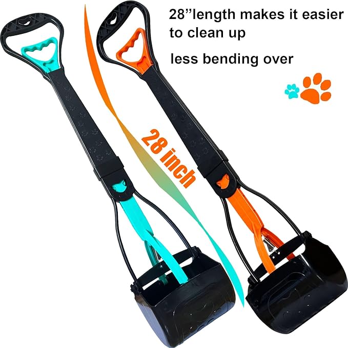 2-Piece Pooper Scooper for Large Medium & Small Dogs Heavy Duty,Long Handled Dog Poop Scooper for Grass,Durable Dog Poop Pick Up Tool-Mewly Pet