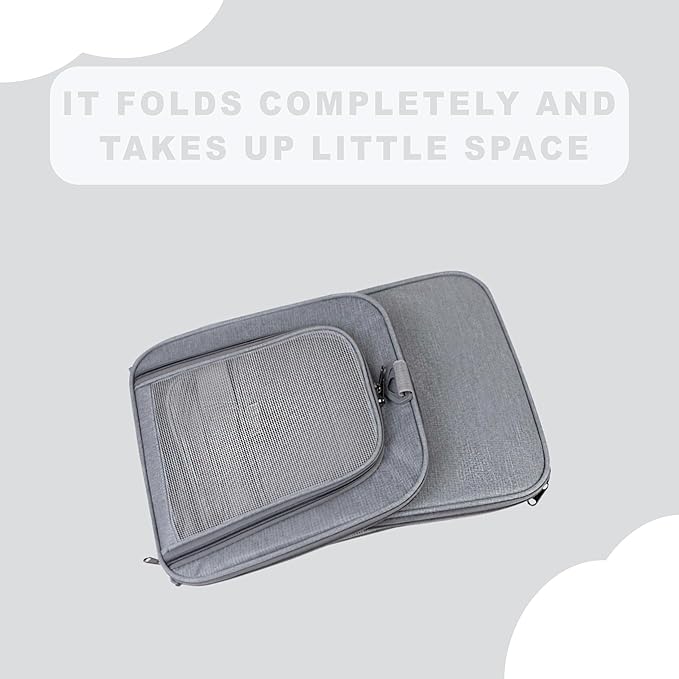 Airline Approved Soft Sided Pet Carrier for Small and Medium Dogs, Cats, and Puppies (Up to 15 lbs), Collapsible Portable Travel Bag for Dogs Cats (Grey)-Mewly Pet