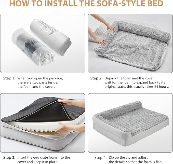 BFPETHOME Orthopedic Dog Beds for Large Dogs-Waterproof Sofa Dog Bed with Removable Washable Cover, Large Pet Bed with Waterproof Lining and Nonskid Bottom, Pet Bed for Dogs-Mewly Pet