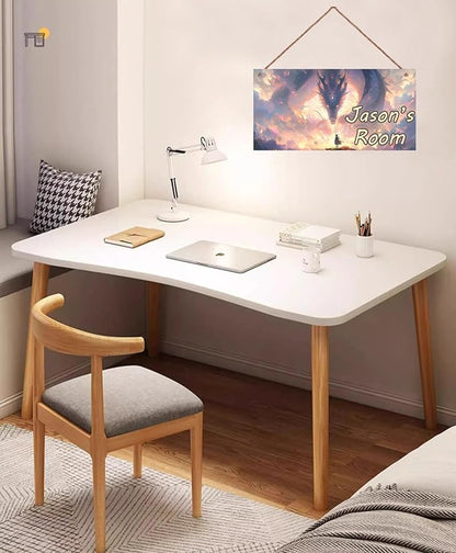 Personalized Sign Fancy Pictures Sign Girl and Dragon Art Décor For Kids Room Custom Name Door Wall Decor, Fairy tale Nursery Art Plate For Girls Room Baby Boys Bedroom