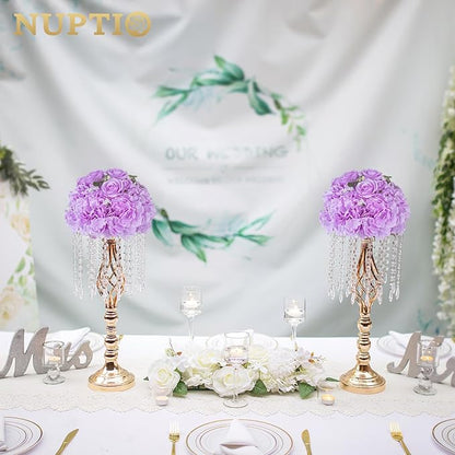 NUPTIO Flower Ball Arrangement Bouquet: 2 Pcs 11.8 inch Diameter Light Purple Rose Fake Flowers Balls for Wedding Centerpiece Decorations Artificial Flower Centerpieces for Tables