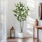 6.89ft Faux Camellia Tree, Handmade Artificial Floral Camellia Tree, Fake Pink White Blooming Flowers Green Leaves, Artificial Plants for Home Front Door Decor Indoor Outdoor Party Wedding