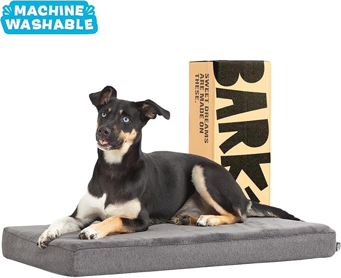 Barkbox Orthopedic Dog Bed with Memory Foam, Premium Comfort for Dogs and Puppies, Dog Beds for Joint Relief and Restful Sleep, Durable and Easy to Clean - Grey, Medium-Mewly Pet