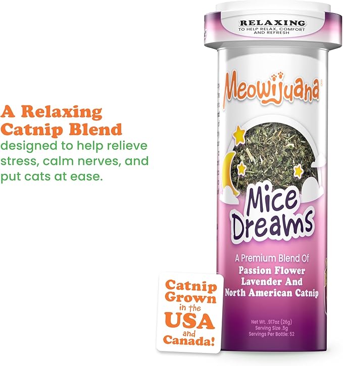 Meowijuana Sleepy Time Bundle | Get Hung Refillable Moon and Stars Toy and Mice Dreams Catnip Blend | Promotes Play and Cat Health | Includes North American Organic Catnip-Mewly Pet