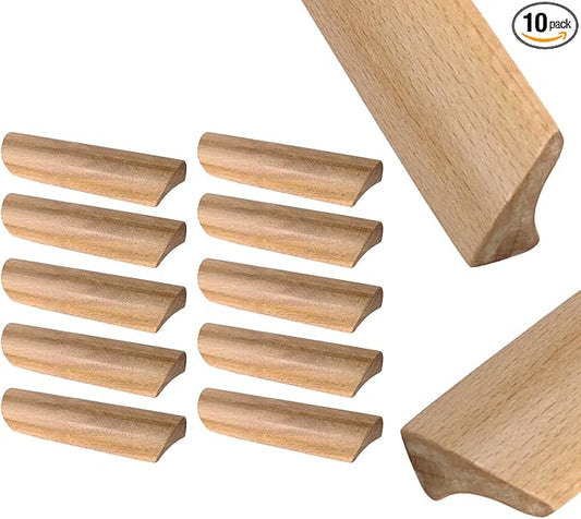 10Pcs 6.34" Wood Solid Furniture Pulls Handles, Painted Smoothly Wooden Handles Cupboard Closet Drawer Handle Pull,Hole Dis.5.04"