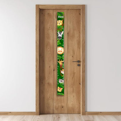 Personalized Growth Chart for Wall, Wooden Height Chart for Kids, Cute Height Measurement for Child/Girls/Boys, Baby and Toddler's Playroom/Kid's Room/Nursery Decor, Animals