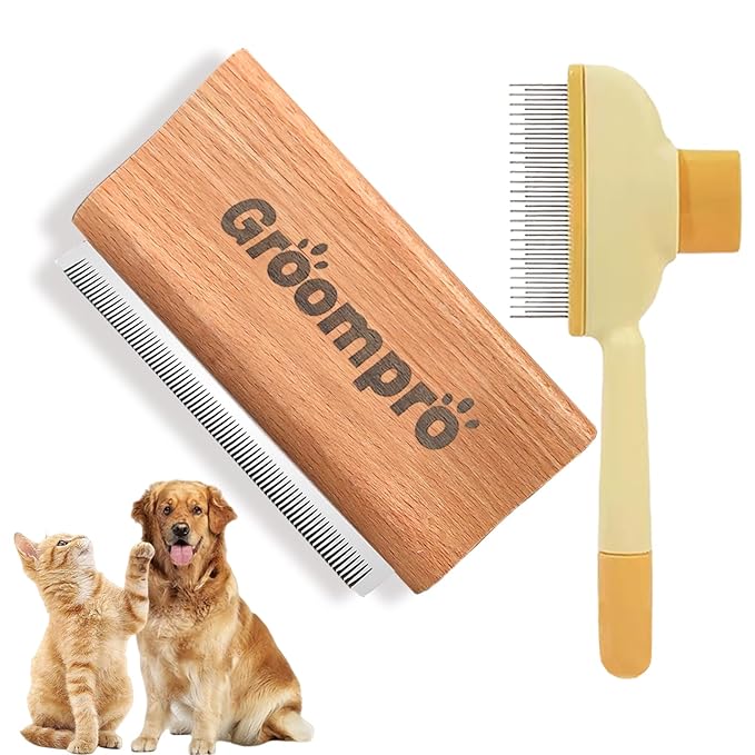 Groompro Deshedding Brush, Dog Brush for Shedding, Zen Brush for Cats,Cat Brushes Dog Brus Pet Hair Removal Tool, Painlessly Remove for Short & Long Hair(L(5.3 inch))-Mewly Pet